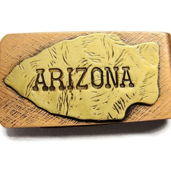 Arizona Brass Tone & Copper Tone Arrowhead Money Clip Stainless Steel Wallet - Picture 7 of 7